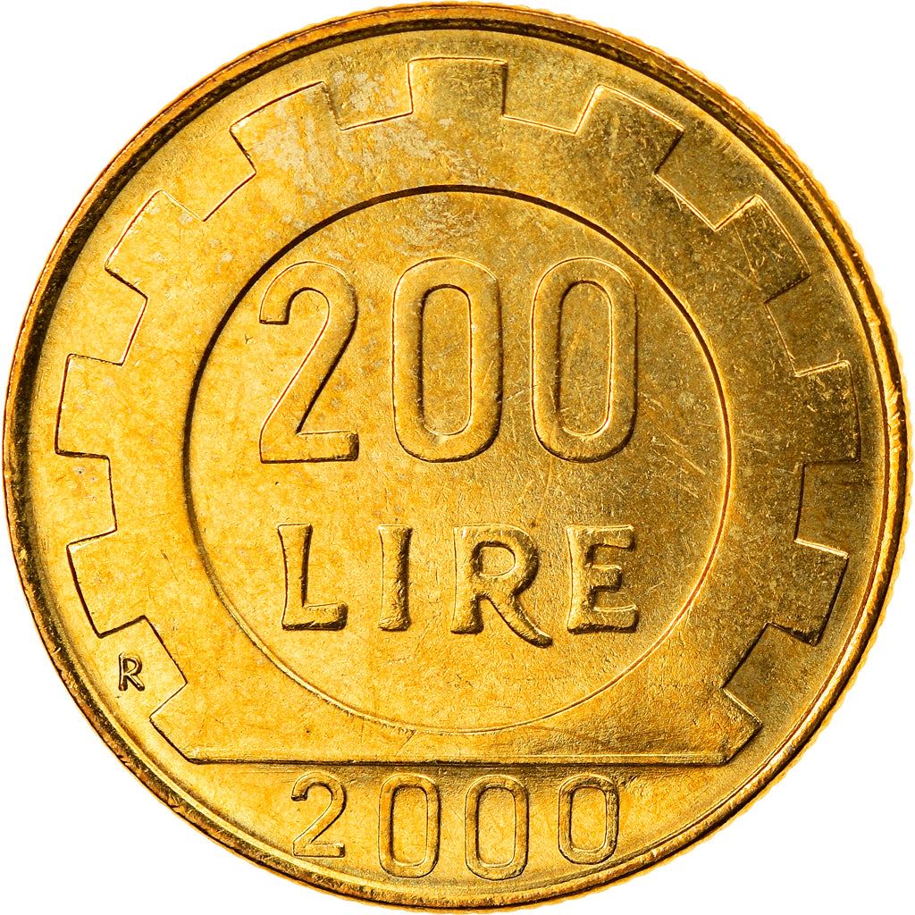 Italy Coin 200 Lire | Libertine | Gear | KM105 | 1977 - 2001