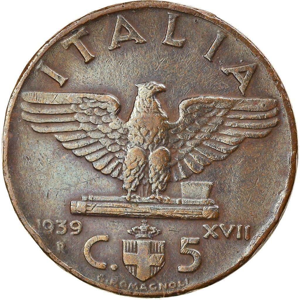 Italy Coin 5 Centesimi - Vittorio Emanuele III | Eagle | Fasces | Quadriga | KM73 | 1936 - 1939