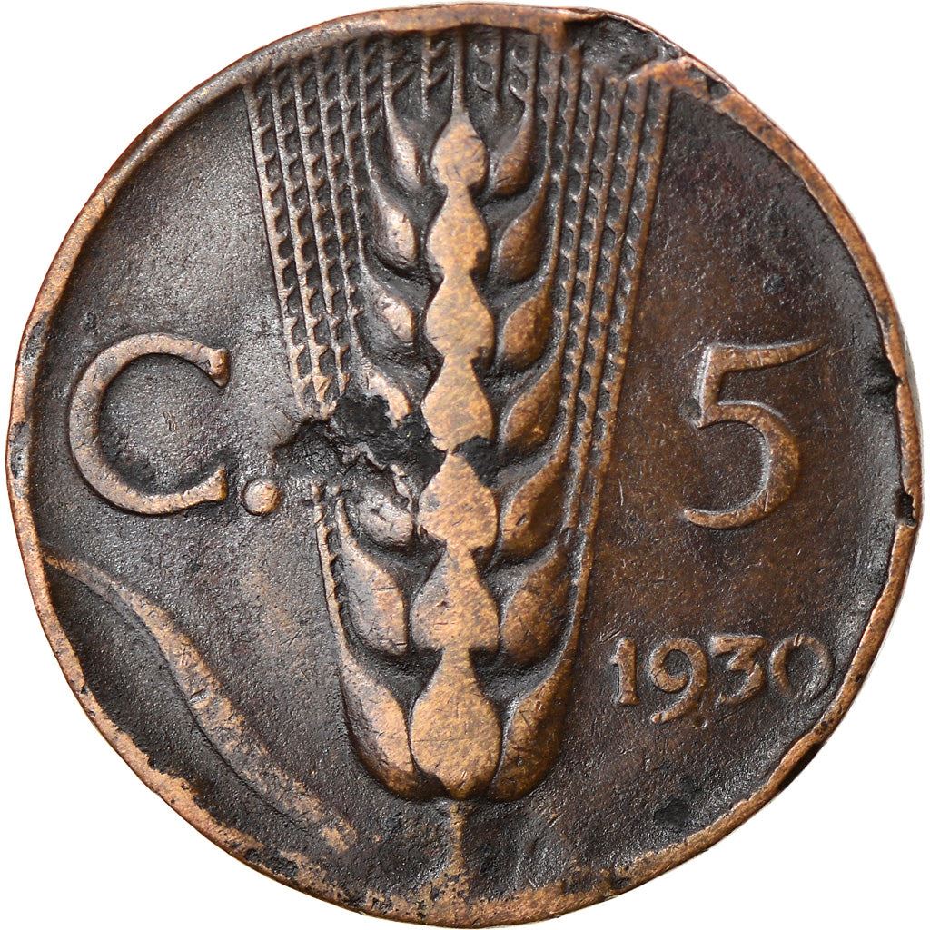 Italy Coin 5 Centesimi - Vittorio Emanuele III | Ear of Wheat | KM59 | 1919 - 1937