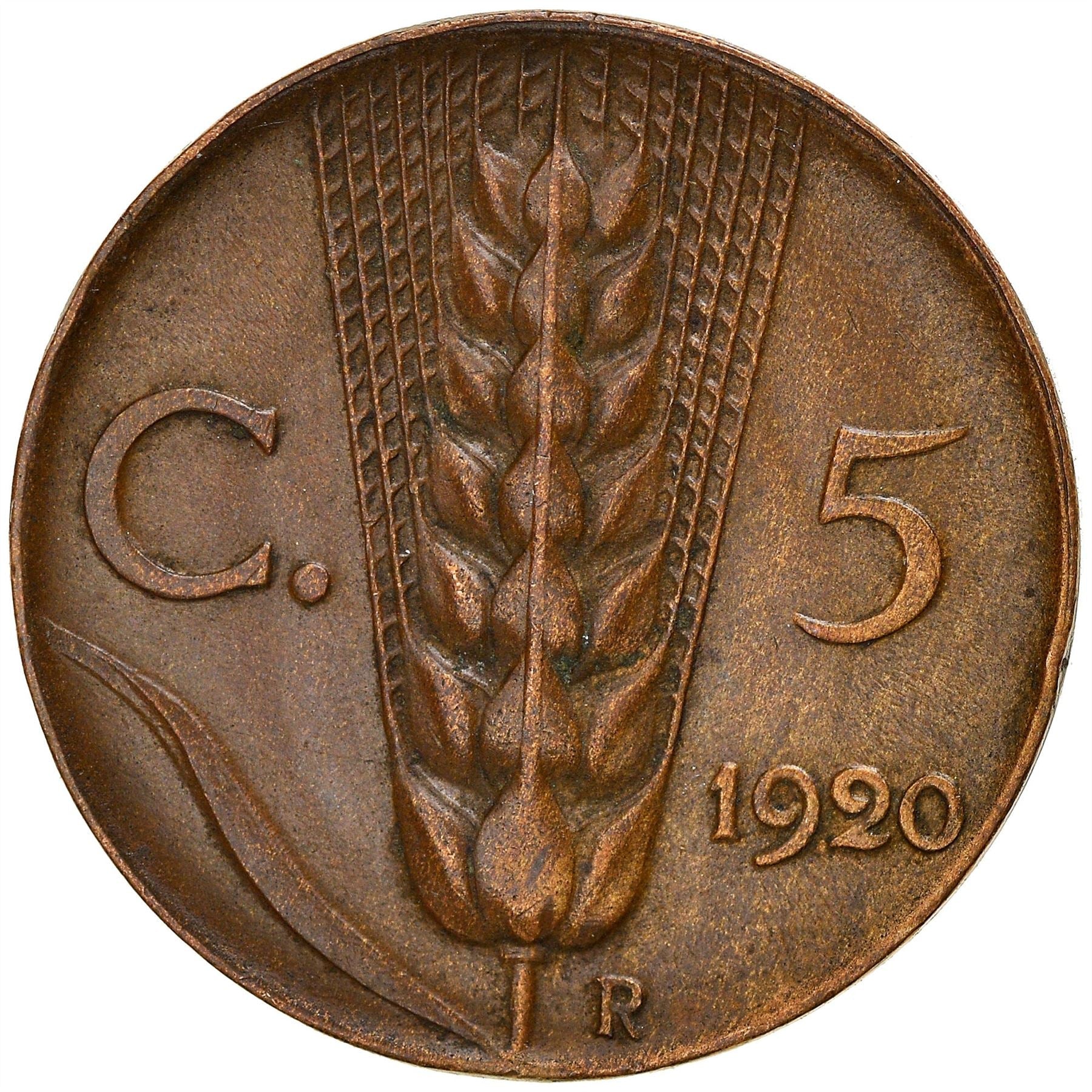 Italy Coin 5 Centesimi - Vittorio Emanuele III | Ear of Wheat | KM59 | 1919 - 1937