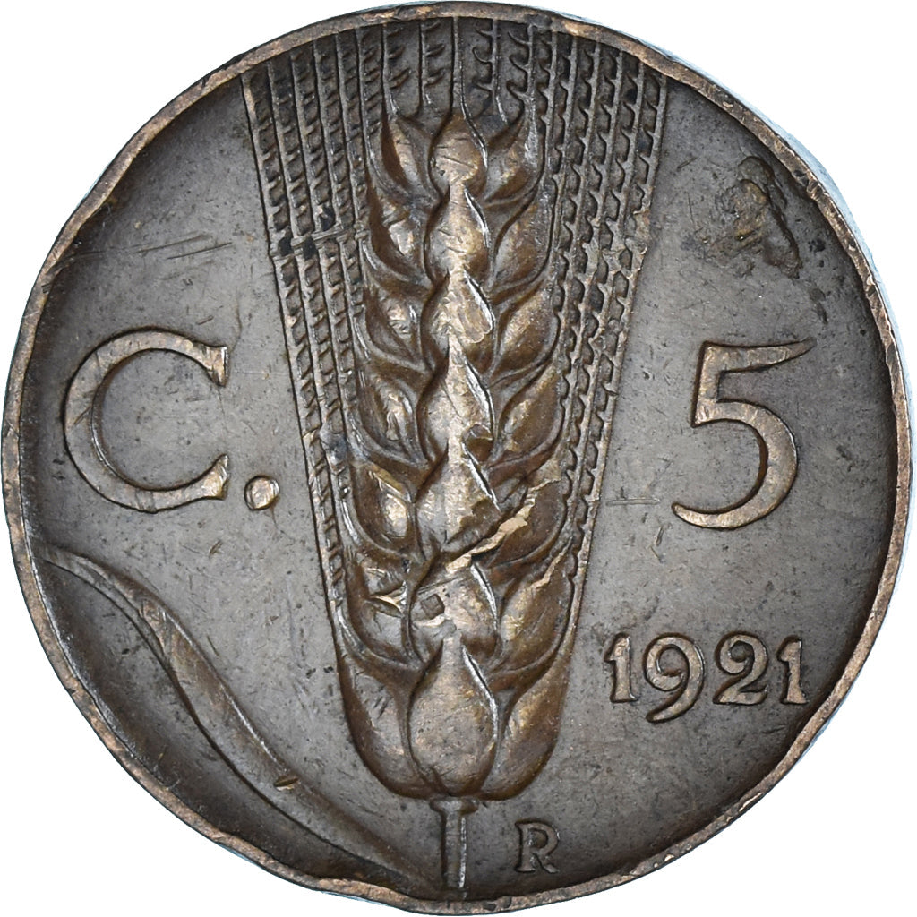 Italy Coin 5 Centesimi - Vittorio Emanuele III | Ear of Wheat | KM59 | 1919 - 1937