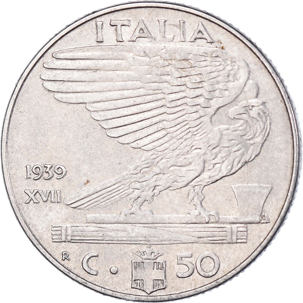 Italy Coin 50 Centesimi - Vittorio Emanuele III |Eagle | Fasces | Axe | KM76a | 1939 - 1940