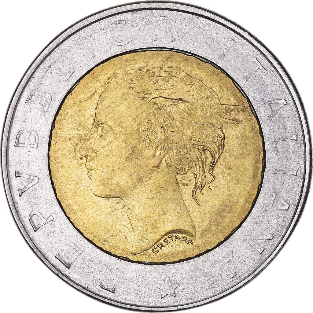 Italy Coin 500 Lire Bank of Italy Centennial | Female Head | KM160 | 1993