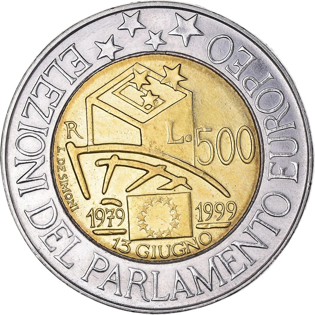 Italy Coin 500 Lire European Parliament Elections | Ballot Box | KM203 | 1999