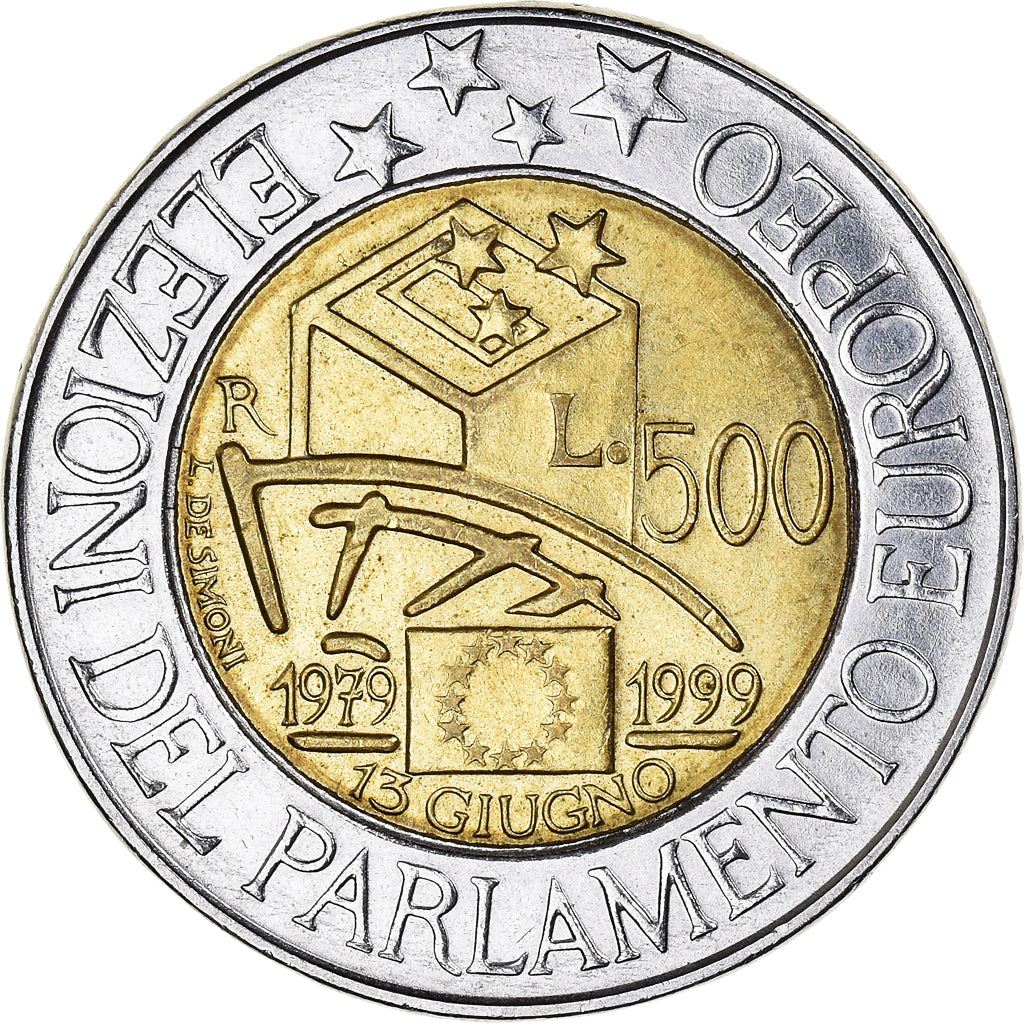 Italy Coin 500 Lire European Parliament Elections | Ballot Box | KM203 | 1999