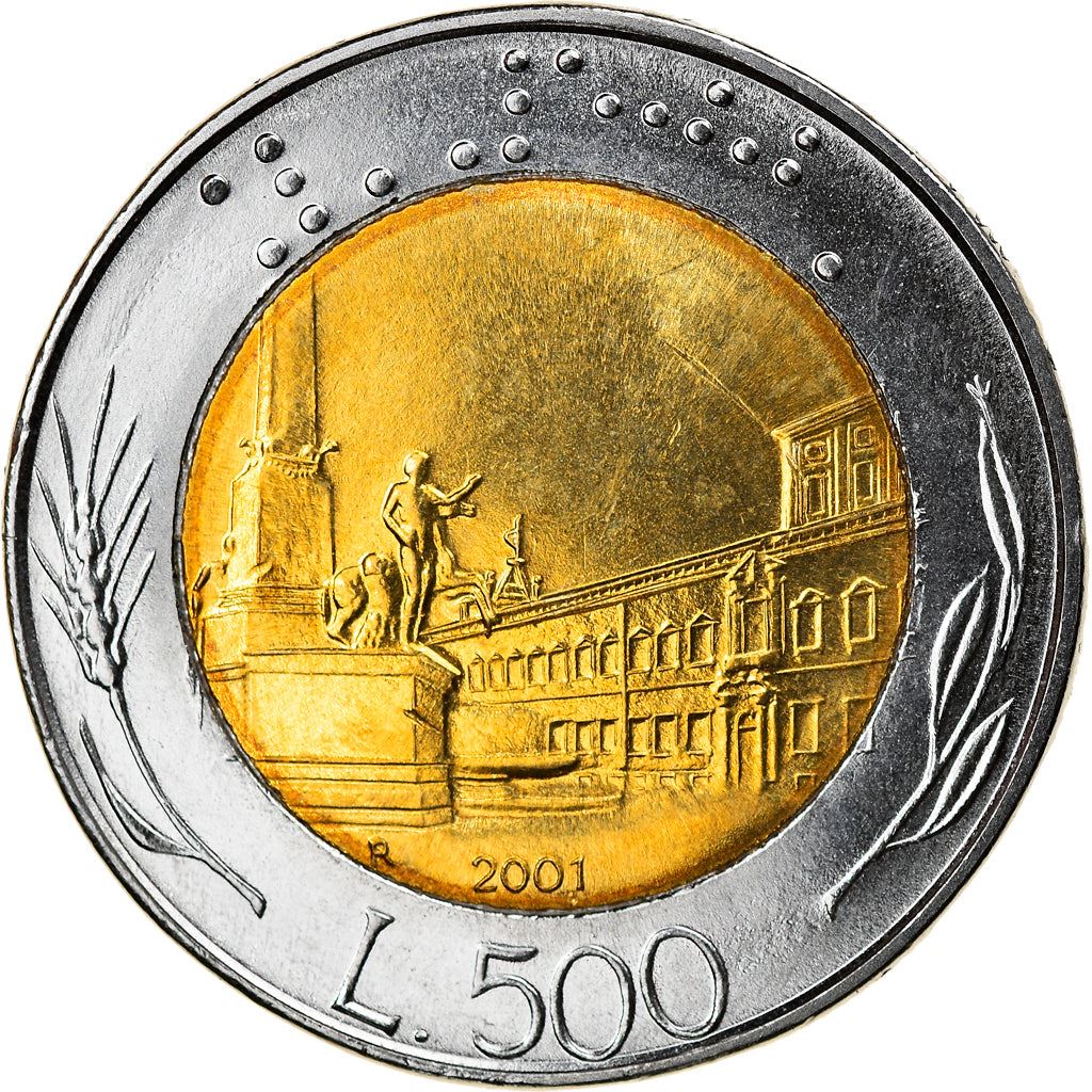 Italy Coin 500 Lire | Piazza del Quirinale | Rome | Plants | KM111 | 1982 - 2001