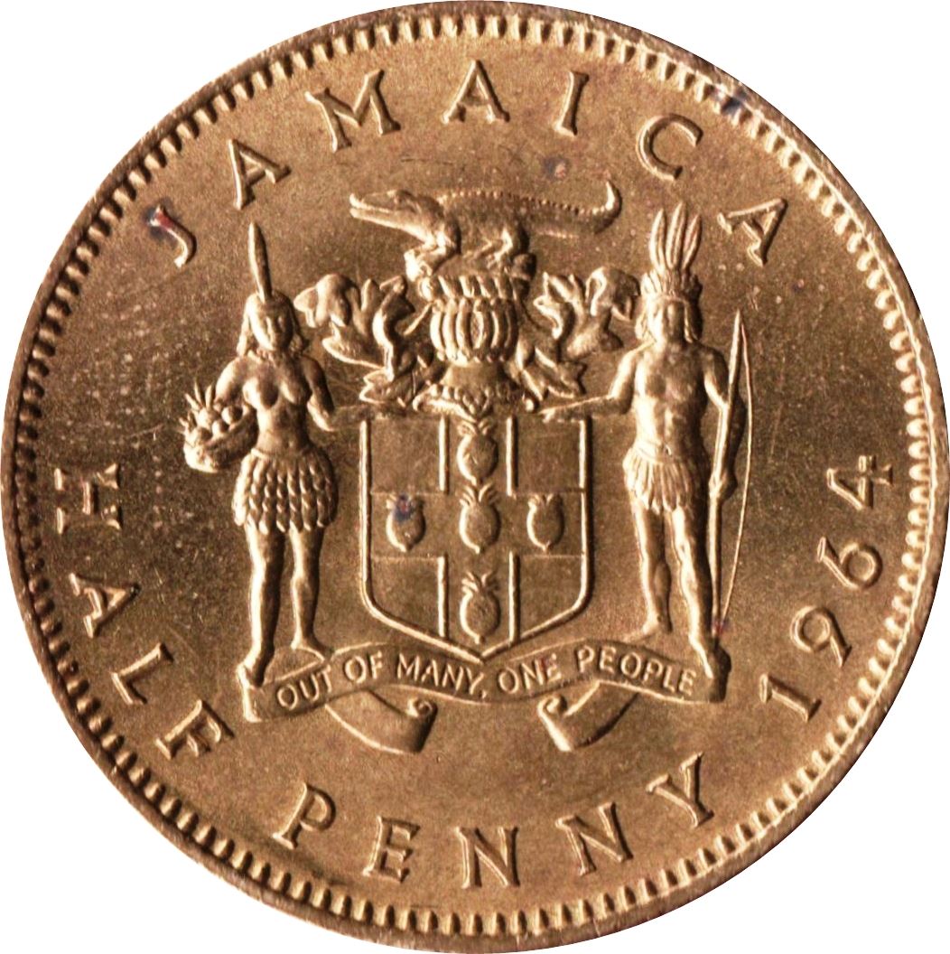 Jamaica | 1/2 Penny Coin | Queen Elizabeth II | Km:38 | 1964 - 1966