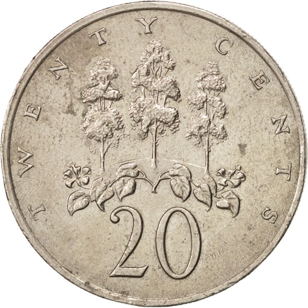 Jamaica | 20 Cents Coin | Mahoe trees | Km:48 | 1969 - 1990