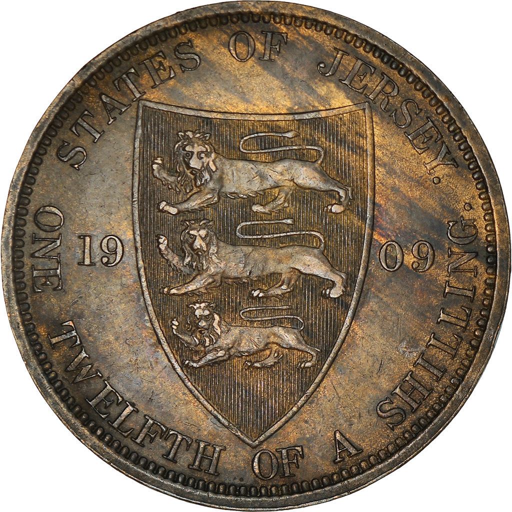 Jersey 1/12 Shilling Coin | King Edward VII | Shield | KM10 | 1909