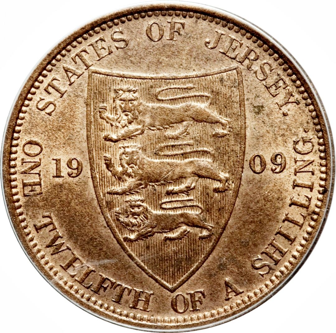 Jersey 1/12 Shilling Coin | King Edward VII | Shield | KM10 | 1909