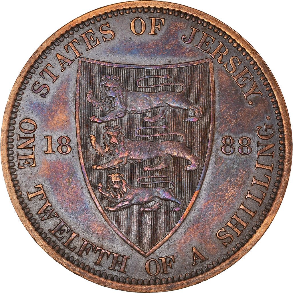 Jersey 1/12 Shilling Coin | Victoria | Lions | Shield | KM8 | 1877 - 1894