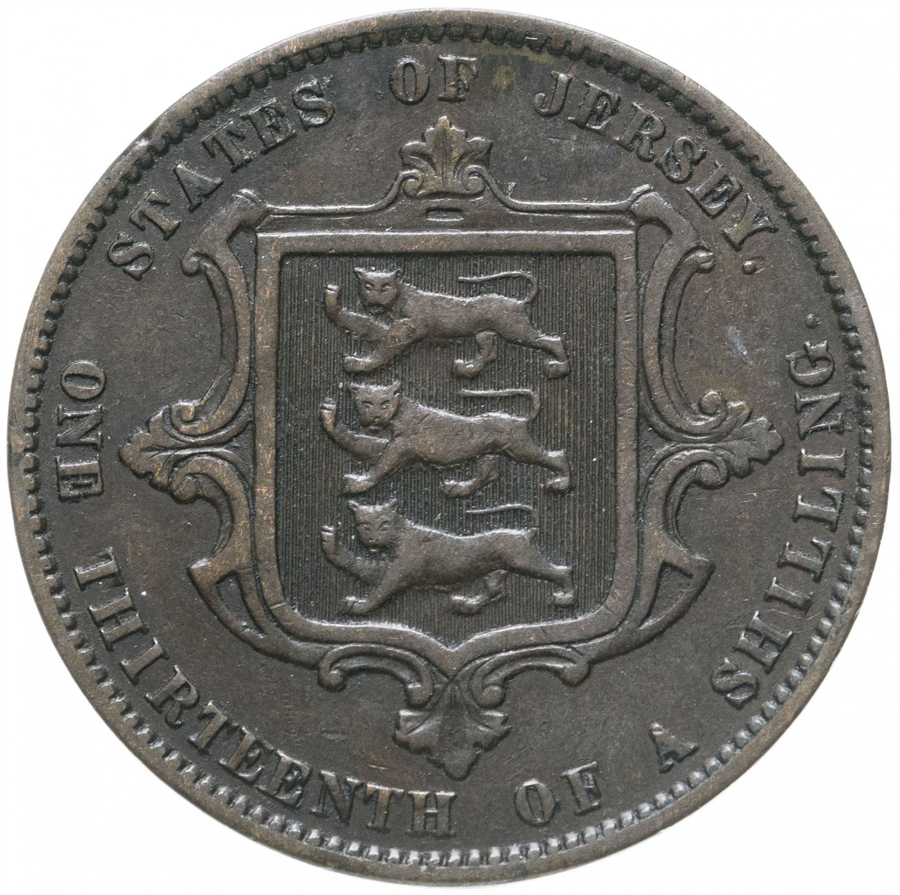 Jersey 1/13 Shilling Coin | Queen Victoria | Shield | KM5 | 1866 - 1871