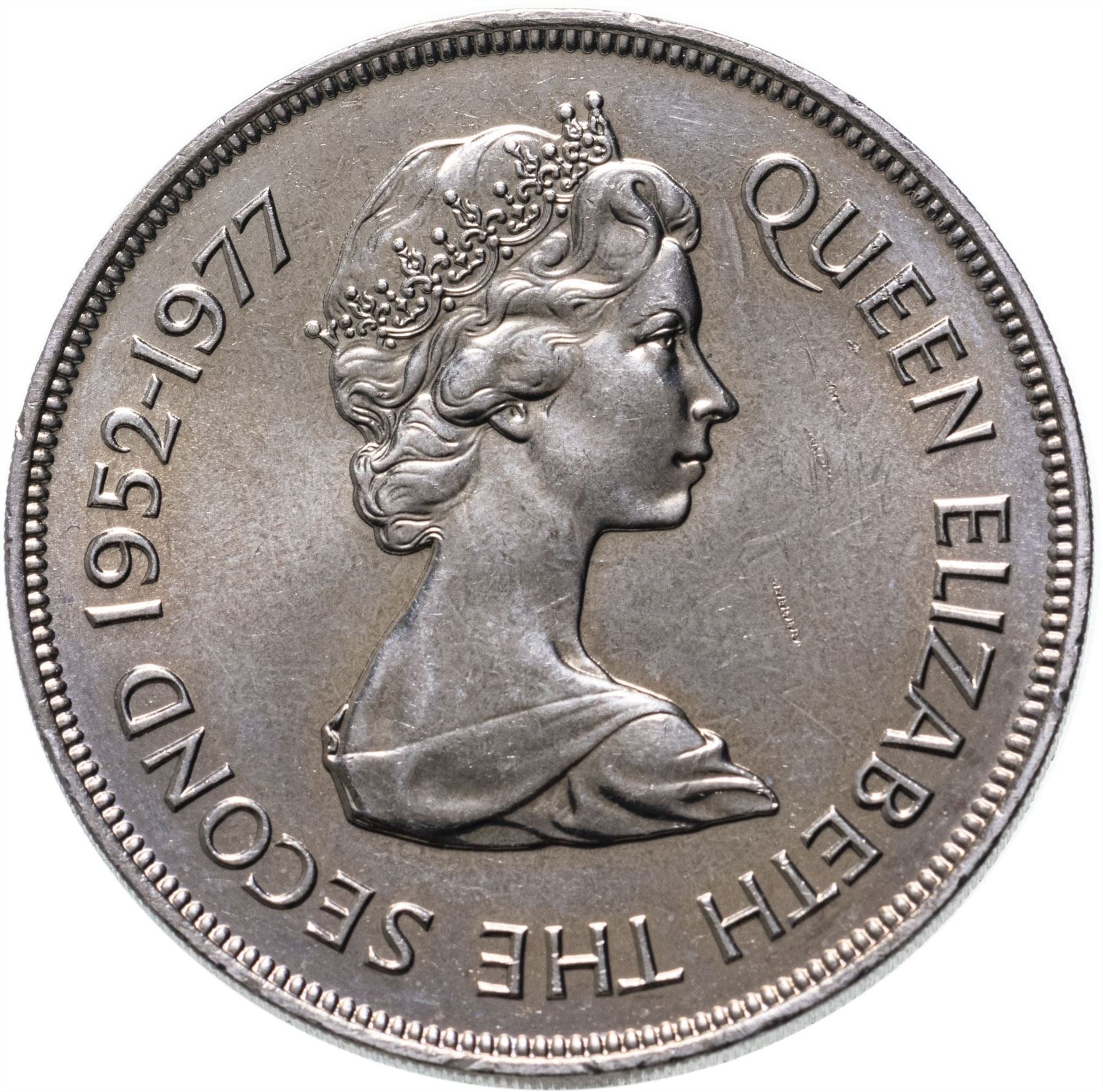 Jersey 25 Pence Coin | Queen Elizabeth II | Silver Jubilee | Gorey Harbour | Mont Orgueil Castle | KM44 | 1977