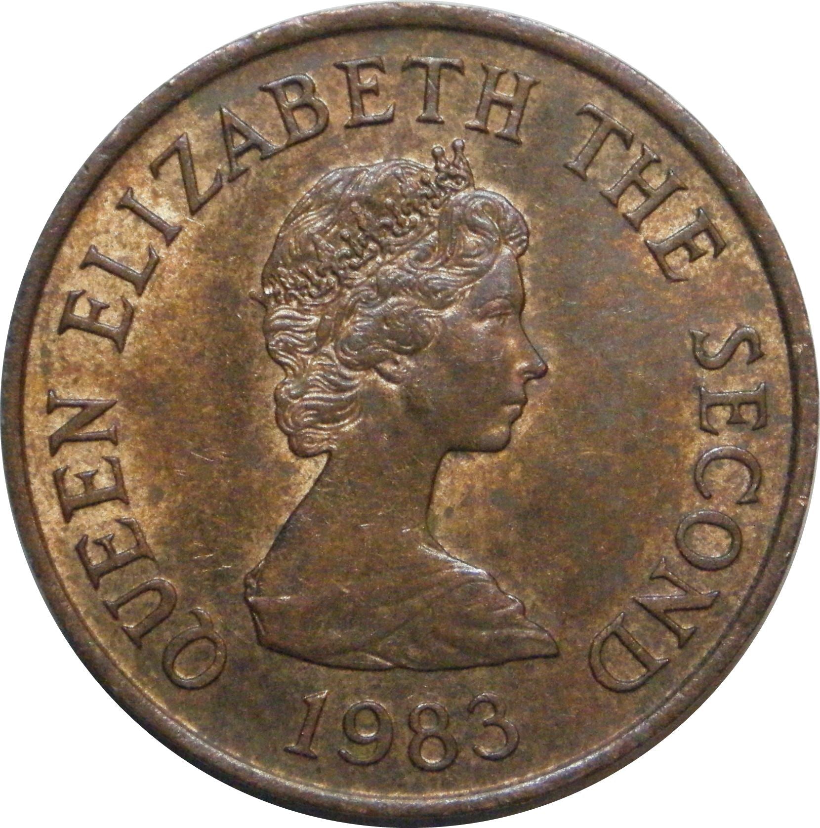 Jersey Coin Islander 1 Penny | Queen Elizabeth II | Le Hocq Watch Tower | KM54 | 1983 - 1992