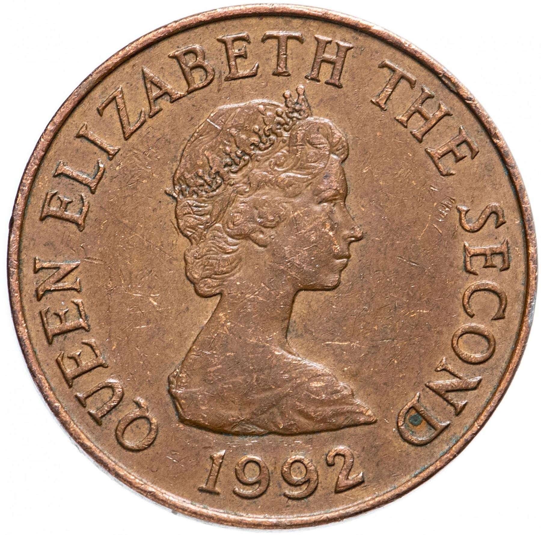 Jersey Coin Islander 2 Pence | Queen Elizabeth II | Saint Helier | KM55b | 1992 - 1997