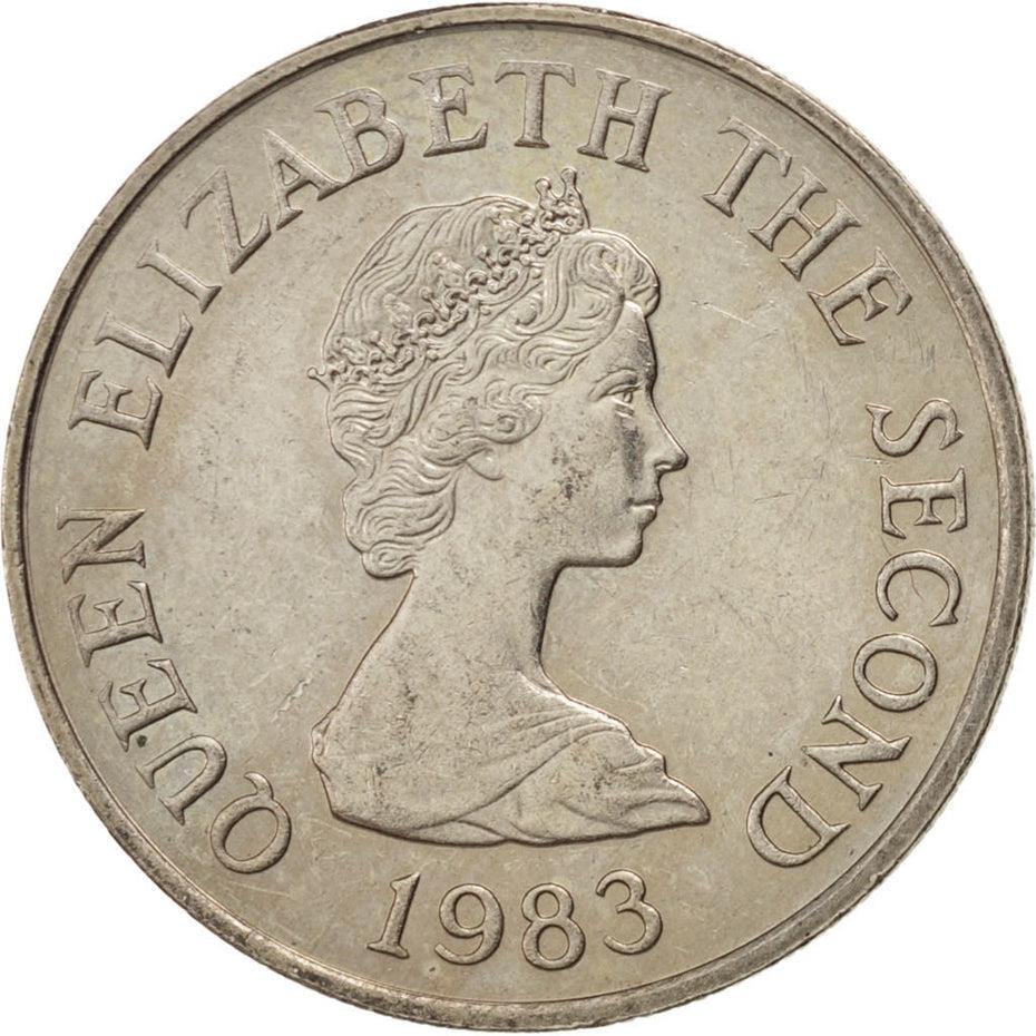 Jersey Coin Islander 5 Pence | Queen Elizabeth II | Seymour Tower | KM56.1 | 1983 - 1988