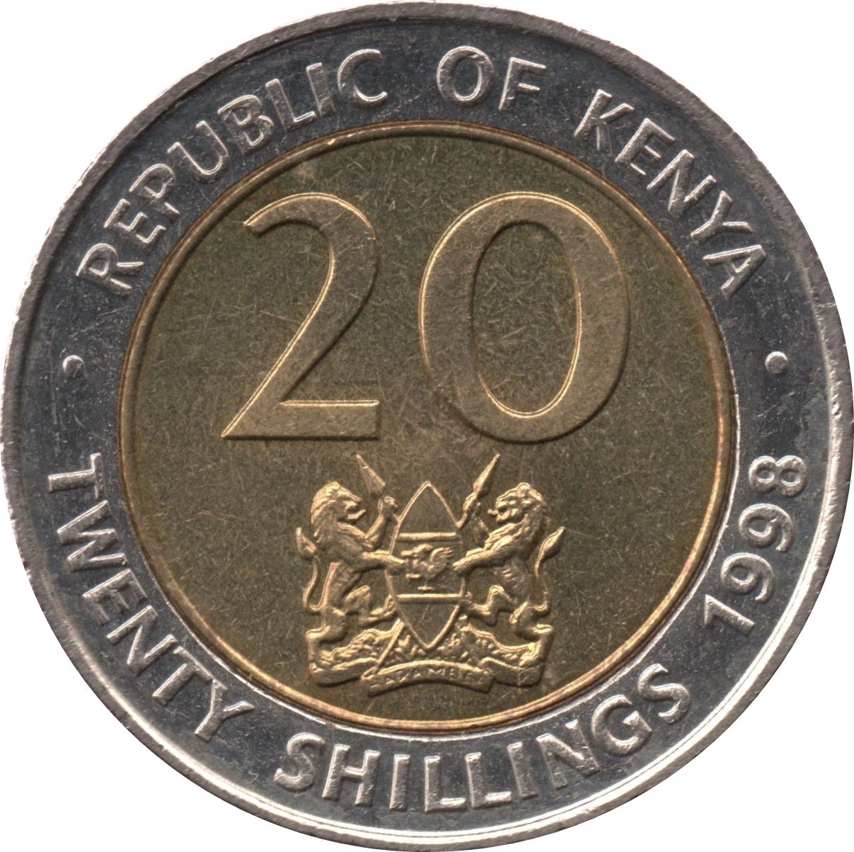 Kenya 20 Shillings Coin | KM32 | 1998