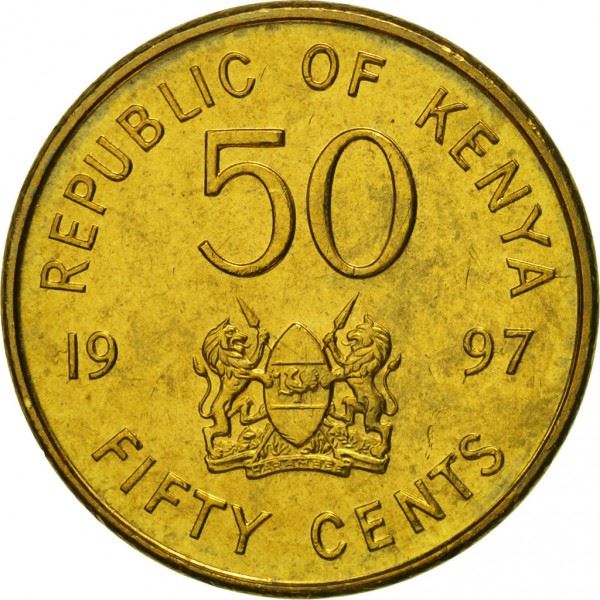 Kenya 50 Cents Coin | Daniel Toroitich Arap Moi | KM28 | 1995 - 1997