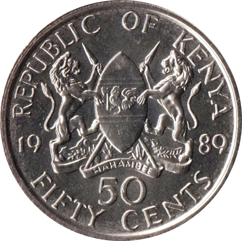 Kenya 50 Cents | Daniel Toroitich Arap Moi Coin | KM19 | 1978 - 1989