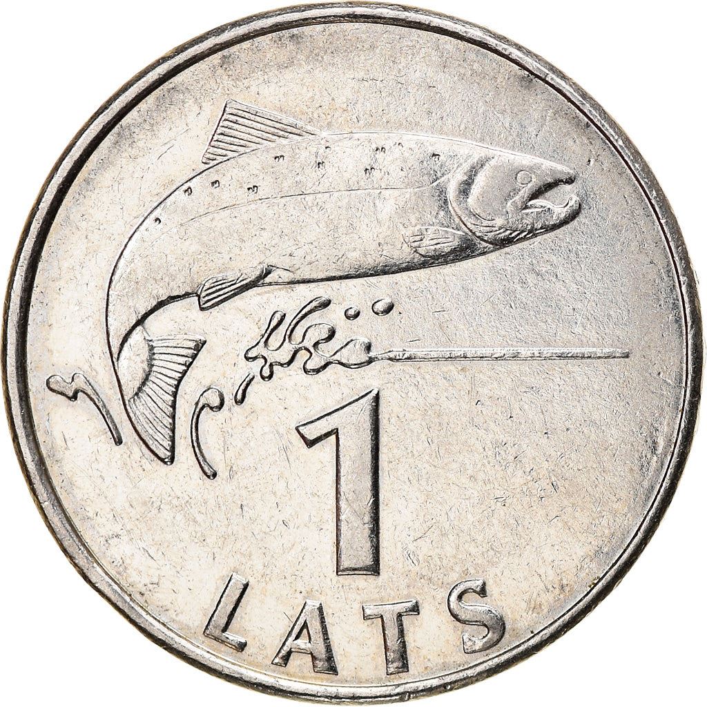 Latvia Coin Latvian 1 Lats | Salmon | Lion | Griffin | KM12 | 1992 - 2008