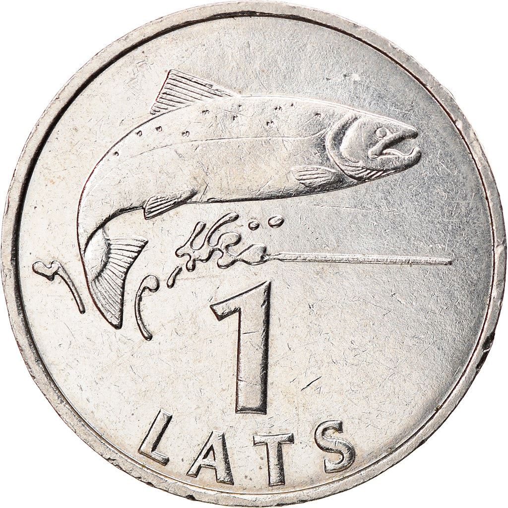 Latvia Coin Latvian 1 Lats | Salmon | Lion | Griffin | KM12 | 1992 - 2008