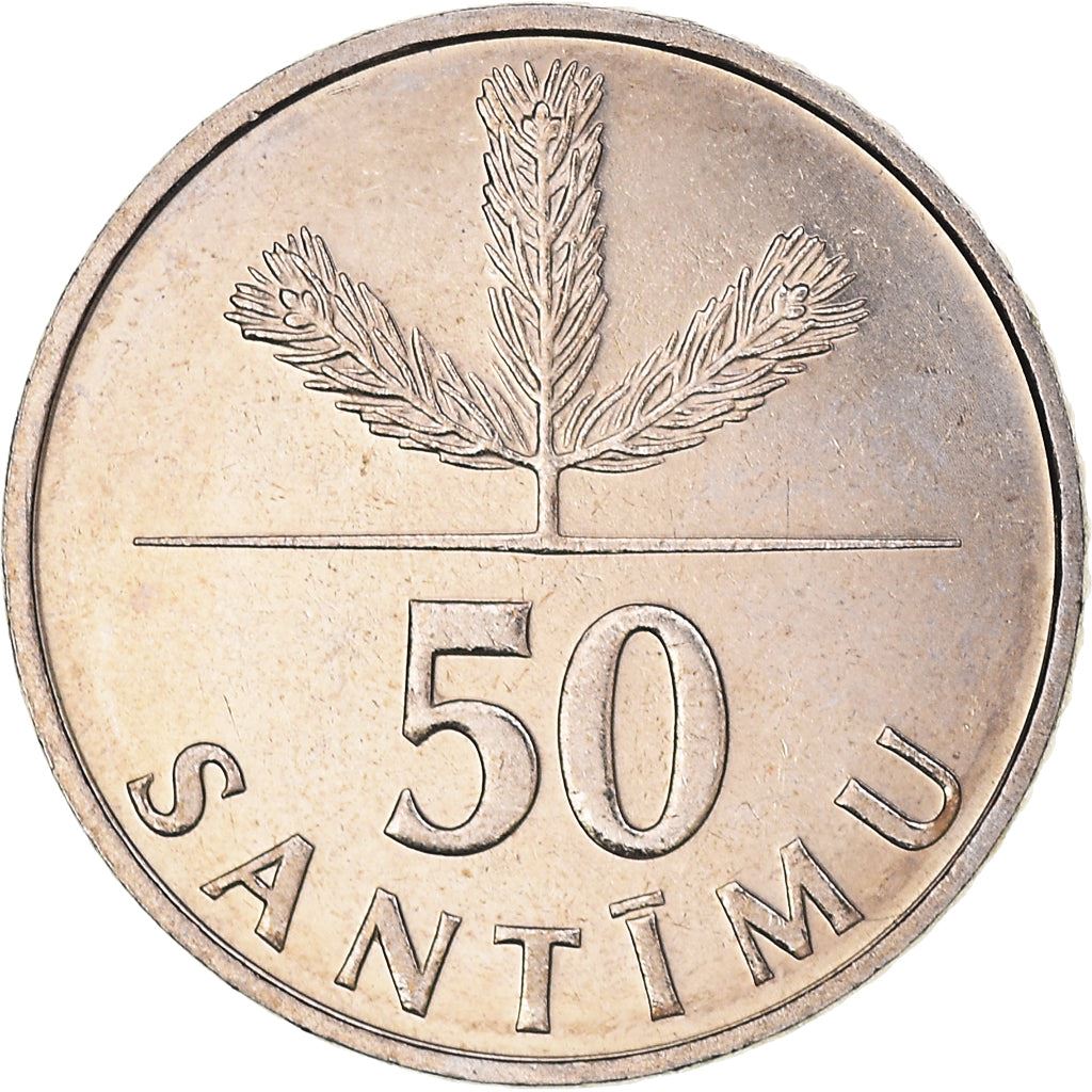 Latvia Coin Latvian 50 Santimu | Pine Tree | KM13 | 1992 - 2009