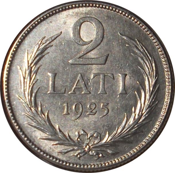 Latvian 2 Lati Coin | Silver | KM8 | 1925 - 1926