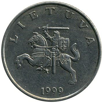 Lithuania Coin Lithuanian 1 Litas | Vytis | Knight | Horse | KM111 | 1998 - 2014