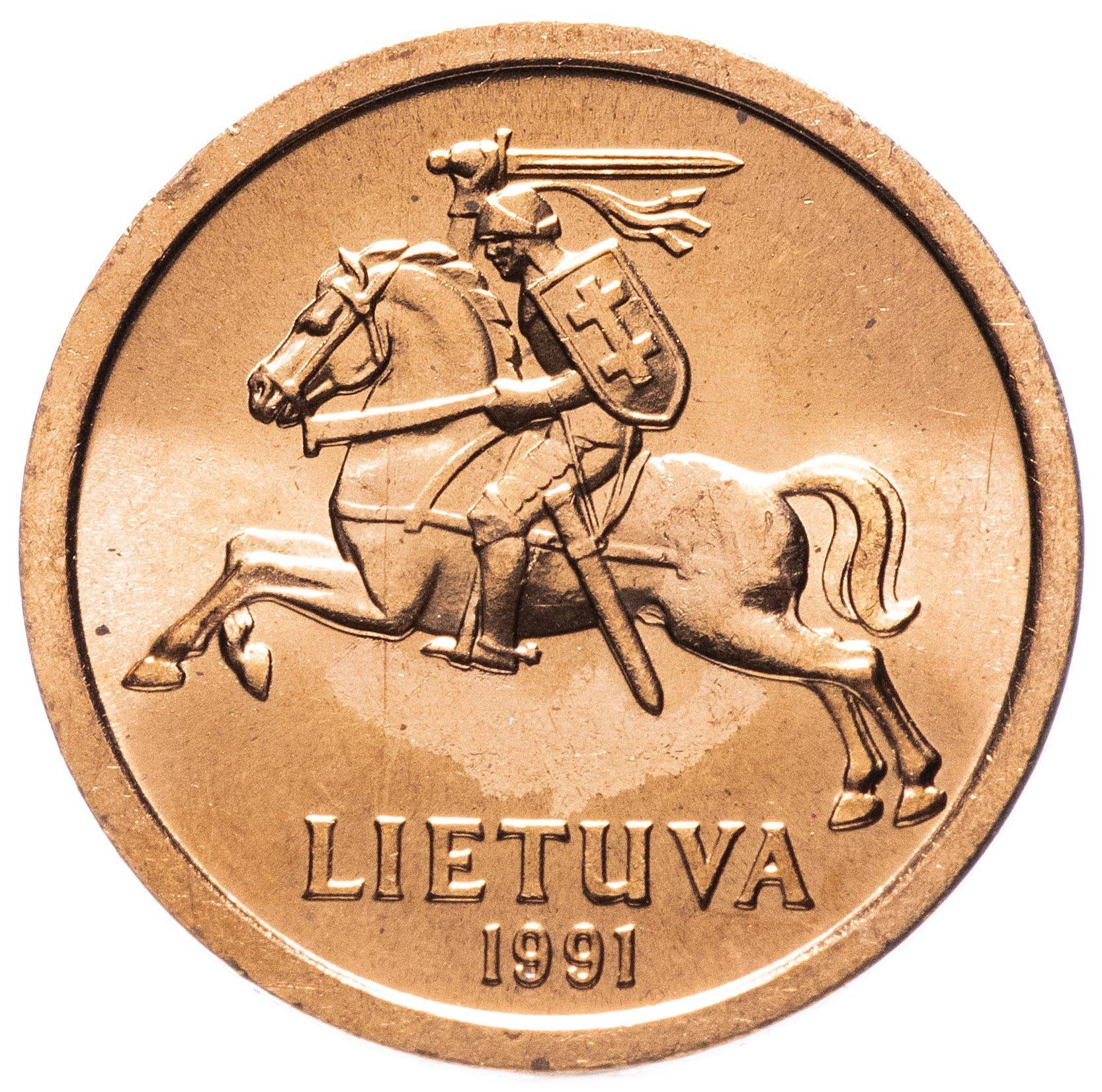 Lithuania Coin Lithuanian 10 Centų | Vytis | Knight | Horse | KM88 | 1991