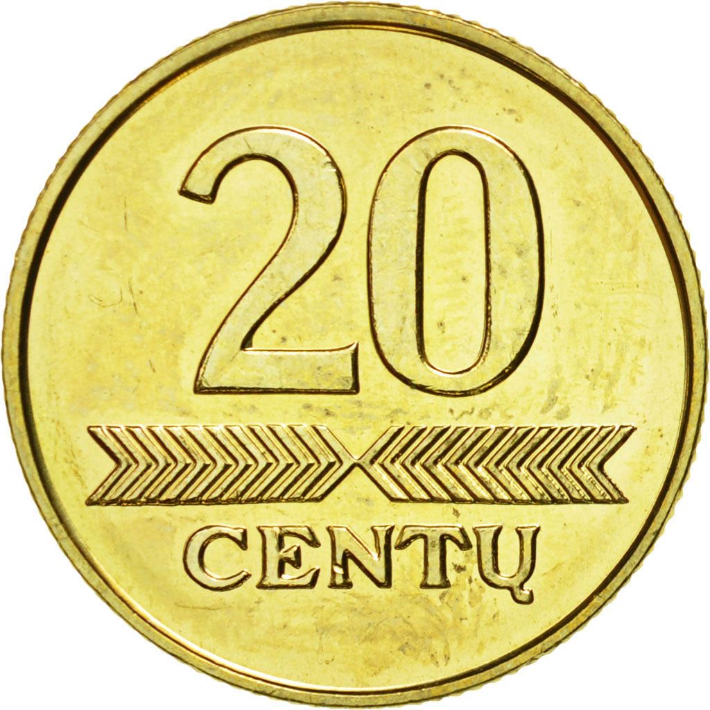 Lithuania Coin Lithuanian 20 Centų | Vytis | Knight | Horse | KM107 | 1997 - 2014