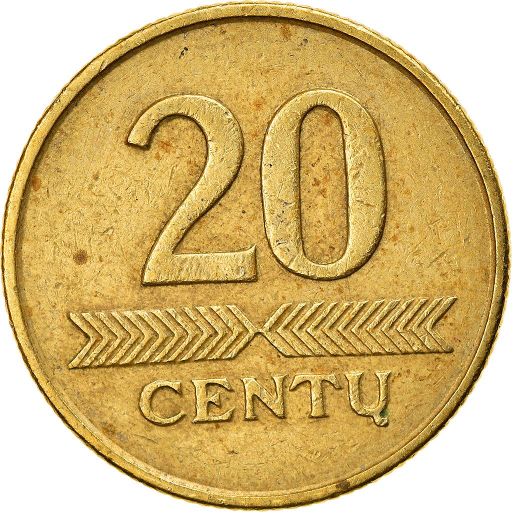 Lithuania Coin Lithuanian 20 Centų | Vytis | Knight | Horse | KM107 | 1997 - 2014