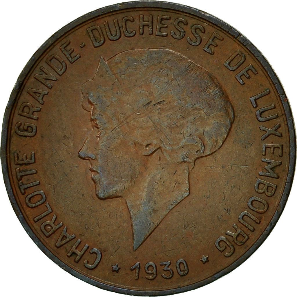 Luxembourg 10 Centimes Coin | Grand Duchess Charlotte | KM41 | 1930