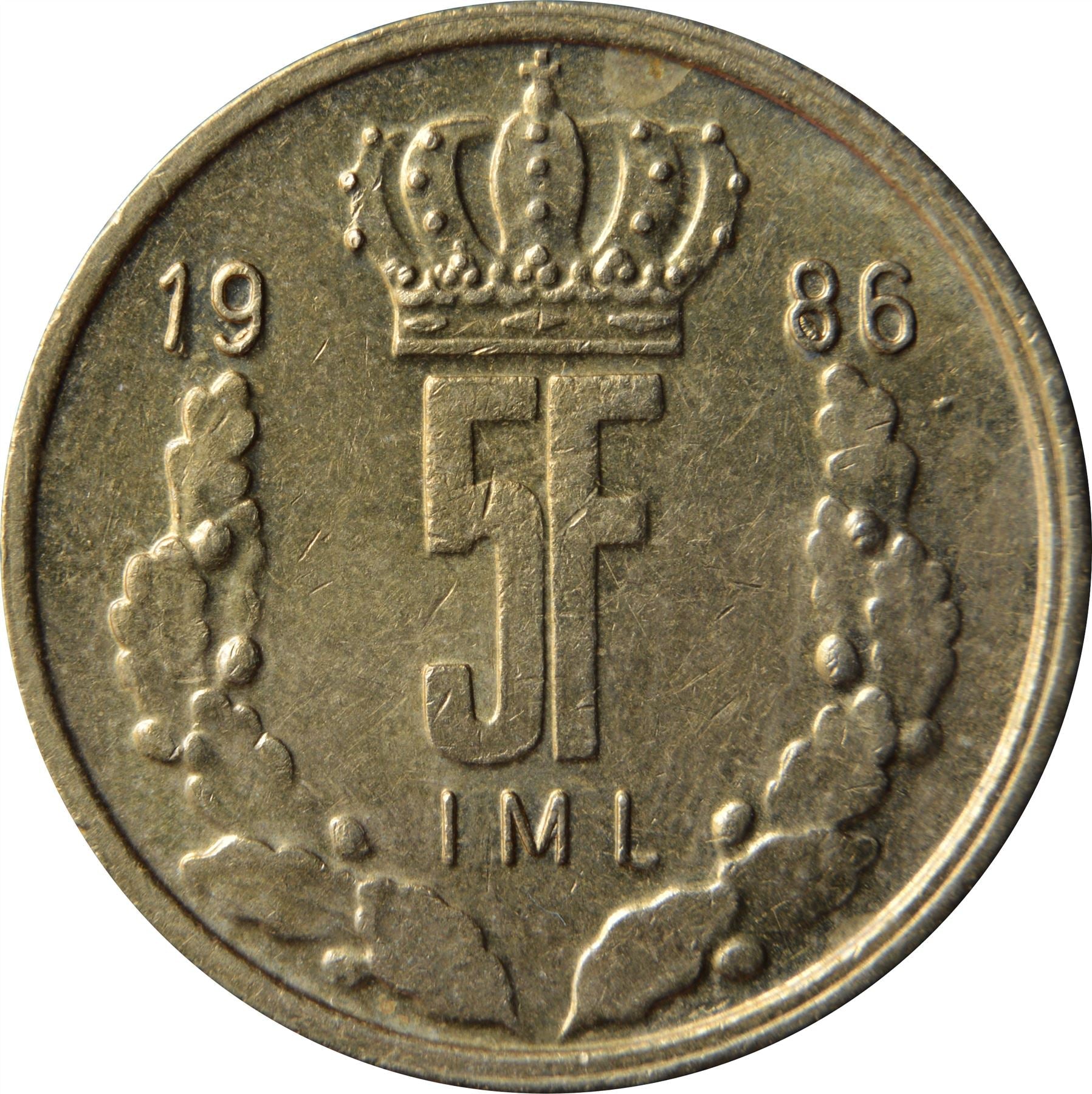 Luxembourg Coin Luxembourger 5 Francs | Prince Jean | KM60 | 1986 - 1988