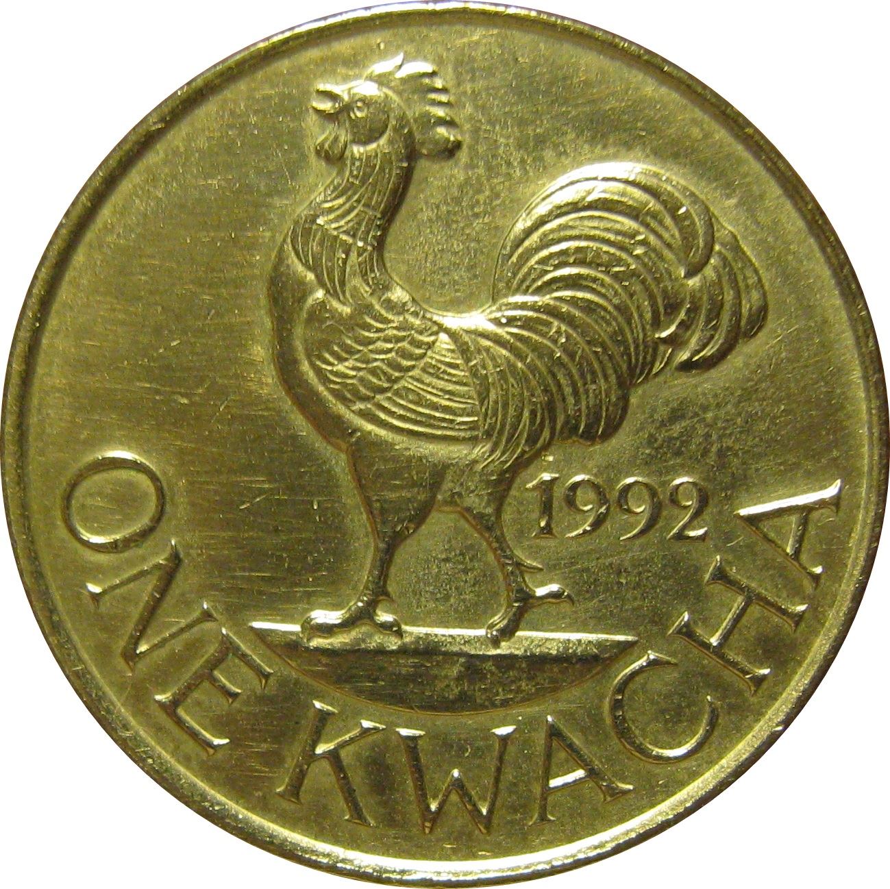 Malawi 1 Kwacha Coin | Hastings Banda | Rooster | KM20 | 1992