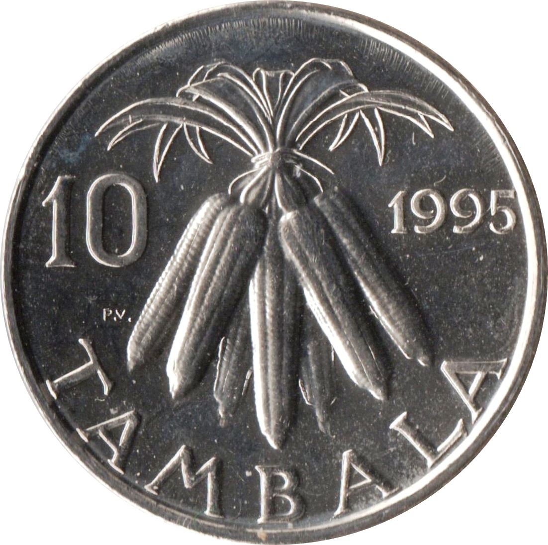 Malawi 10 Tambala Coin | President Bakill Muluzi | Corn | KM27 | 1995 - 2003