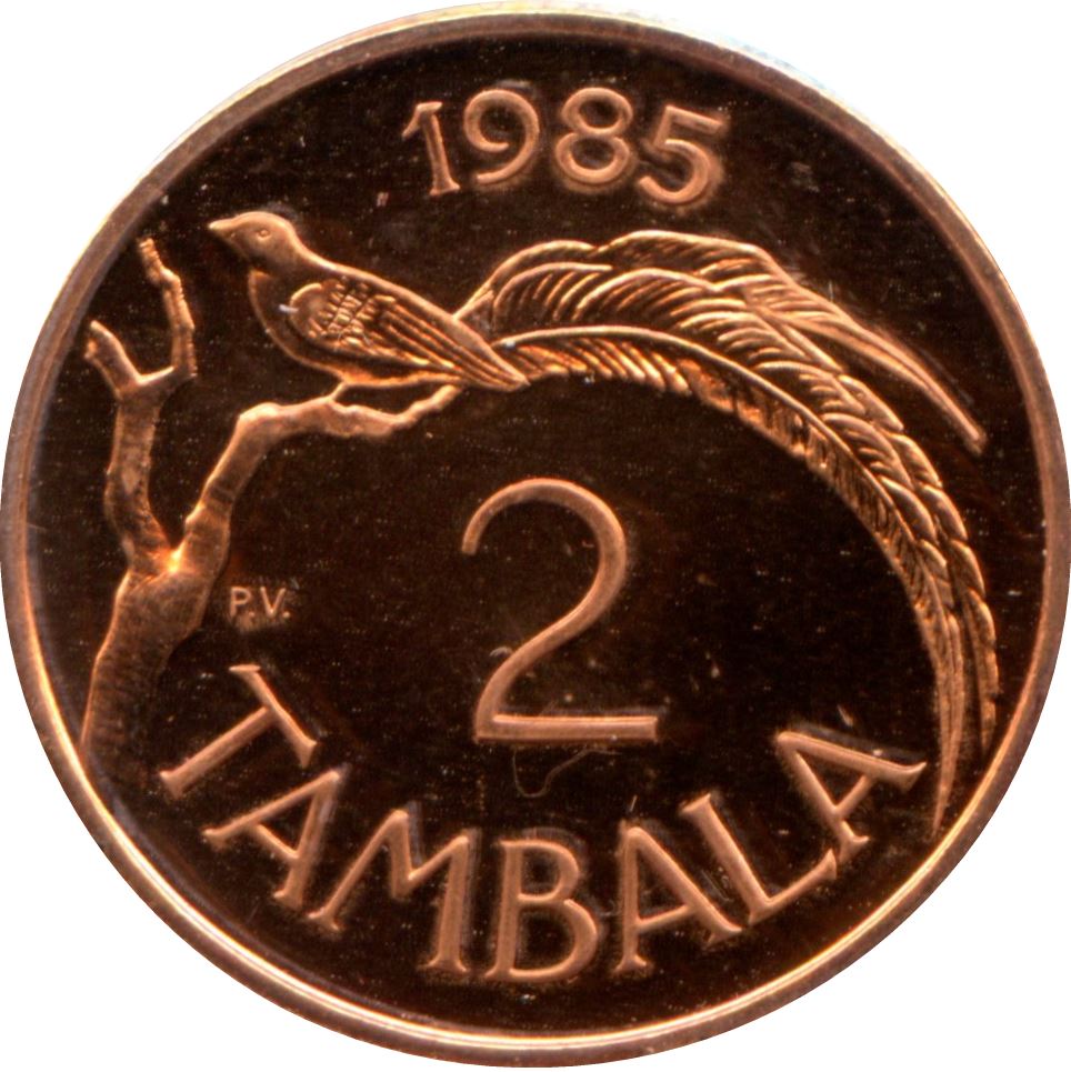 Malawi 2 Tambala Coin | Hastings Banda | Paradise Whydah Bird | KM8.2a | 1984 - 1994