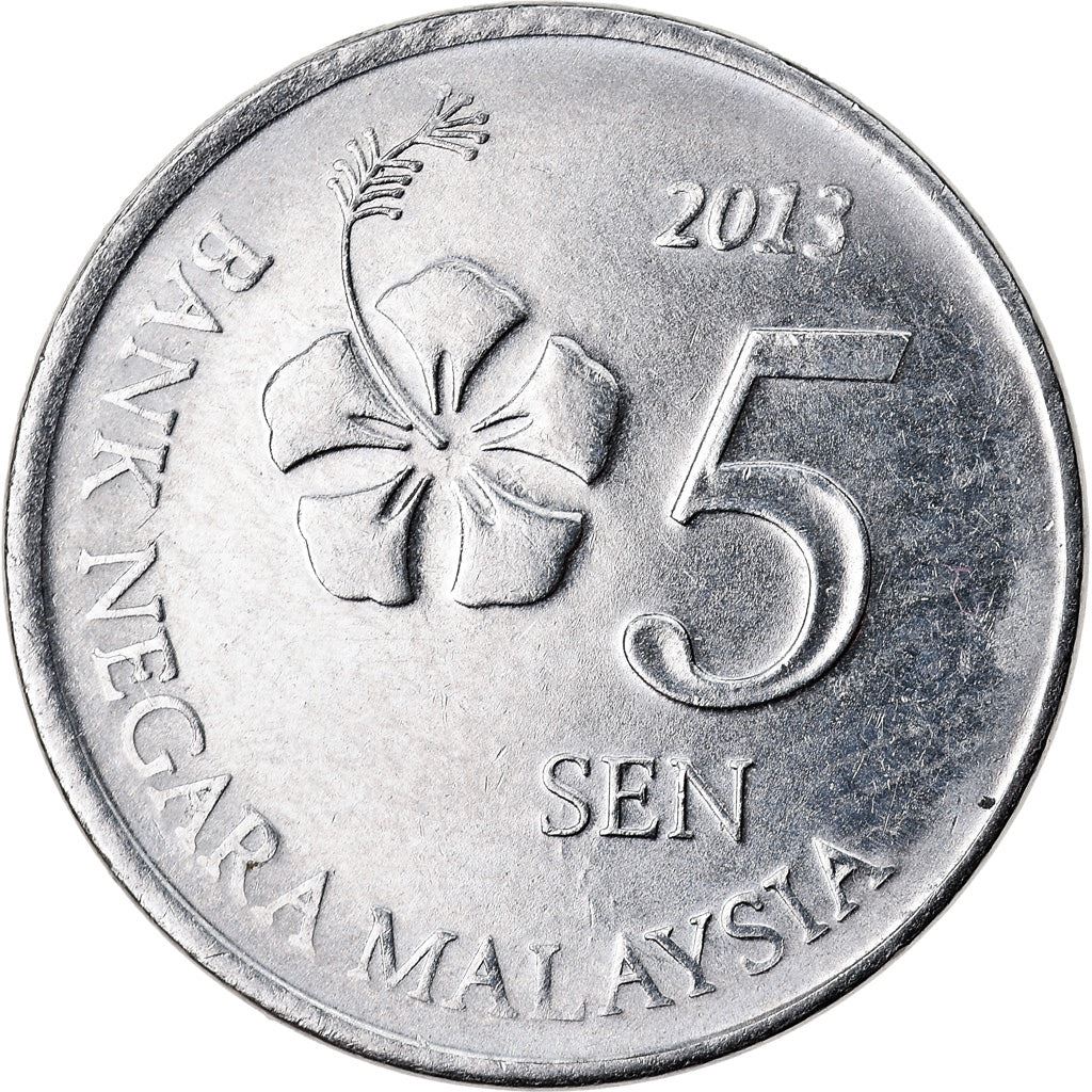 Malaysia | 5 Sen Coin | Hibiscus | Km:201 | 2011 - 2023