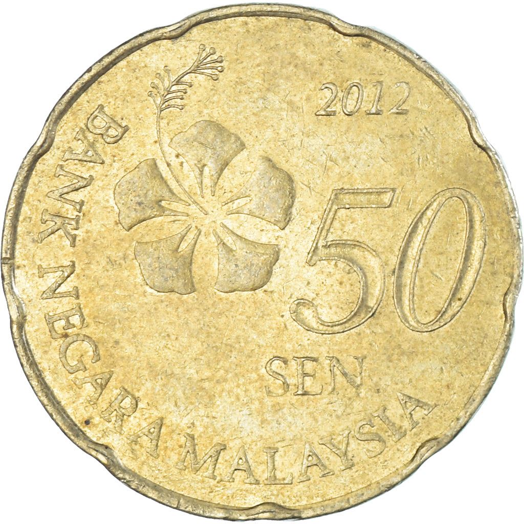 Malaysia | 50 Sen Coin | Hibiscus flower | Km:204 | 2011 - 2023