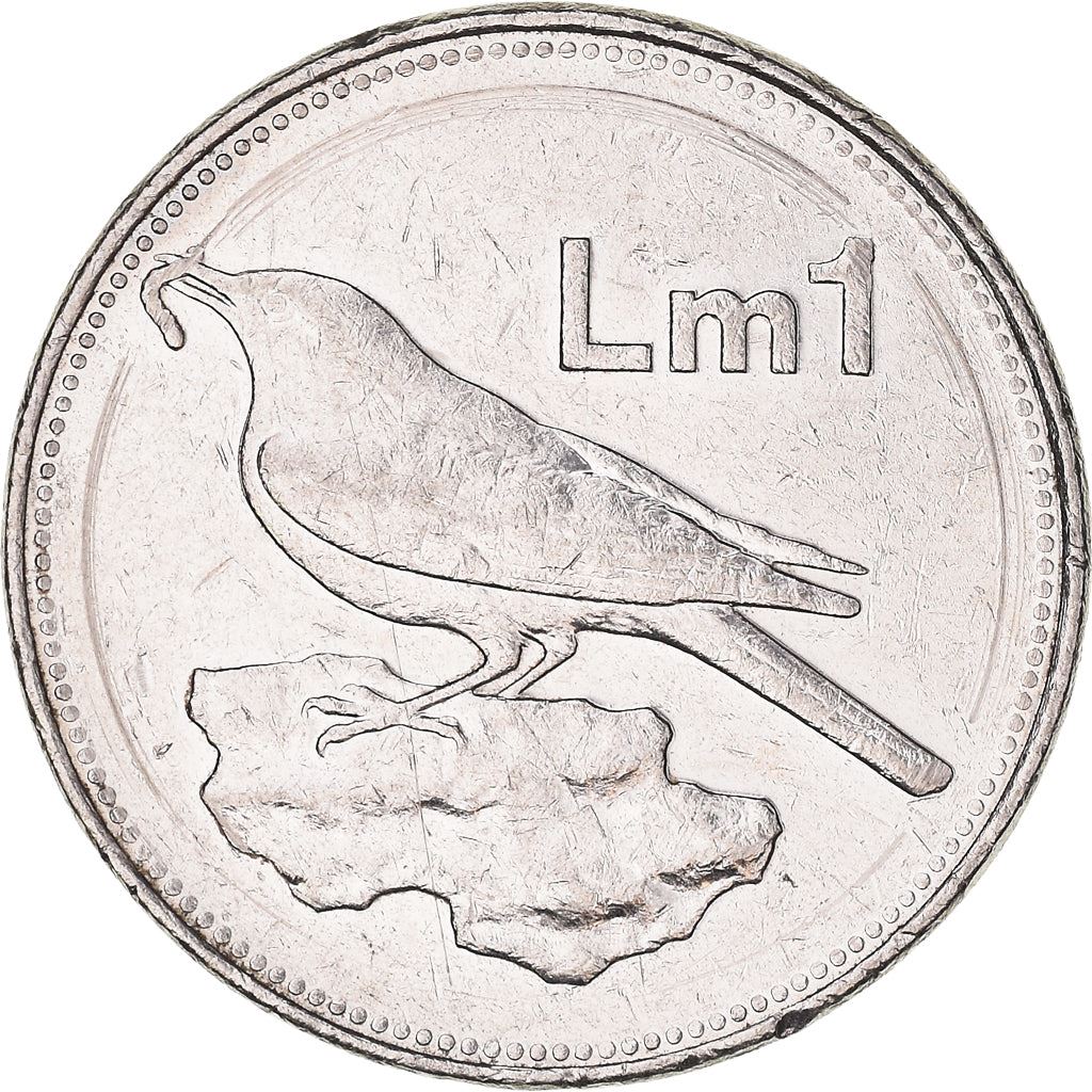 Malta Coin Maltese 1 Lira | Blue Rock Thrush | Bird | KM99 | 1991 - 2007