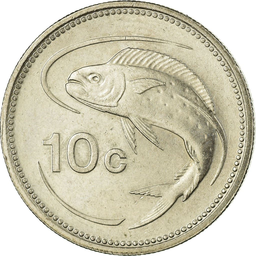 Malta Coin Maltese 10 Cents | Mahi Mahi Fish | KM96 | 1991 - 2007