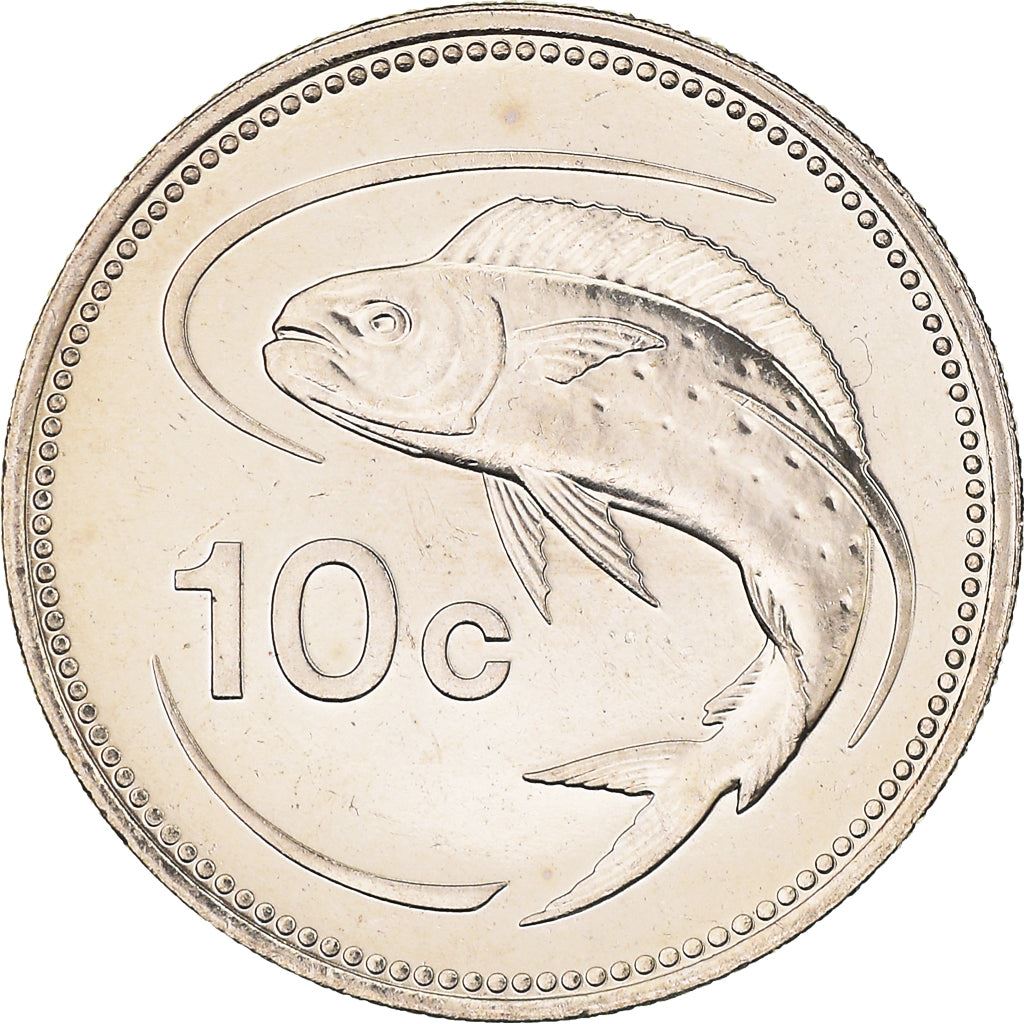 Malta Coin Maltese 10 Cents | Mahi Mahi Fish | KM96 | 1991 - 2007