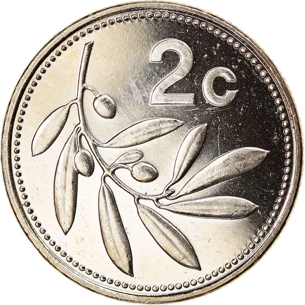 Malta Coin Maltese 2 Cents | Olive Branch | KM94 | 1991 - 2007