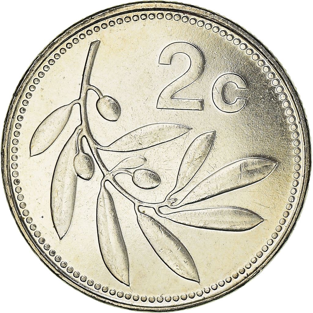 Malta Coin Maltese 2 Cents | Olive Branch | KM94 | 1991 - 2007