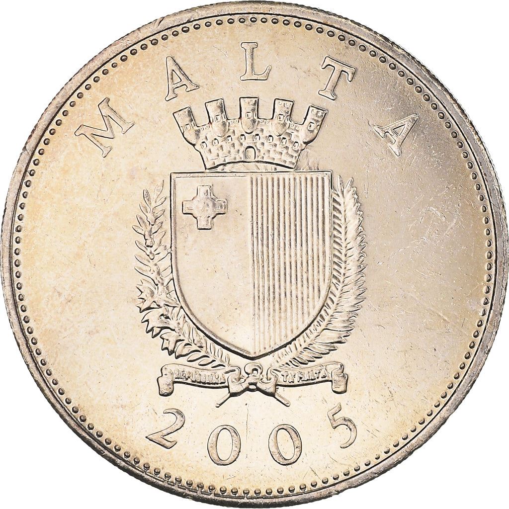 Malta Coin Maltese 25 Cents | Evergreen Rose | KM97 | 1991 - 2007