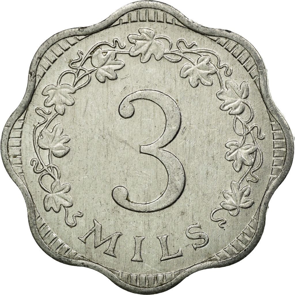 Malta Coin Maltese 3 Mils | Bee | Honeycomb | KM6 | 1972 - 2006