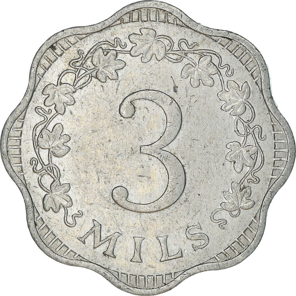 Malta Coin Maltese 3 Mils | Bee | Honeycomb | KM6 | 1972 - 2006