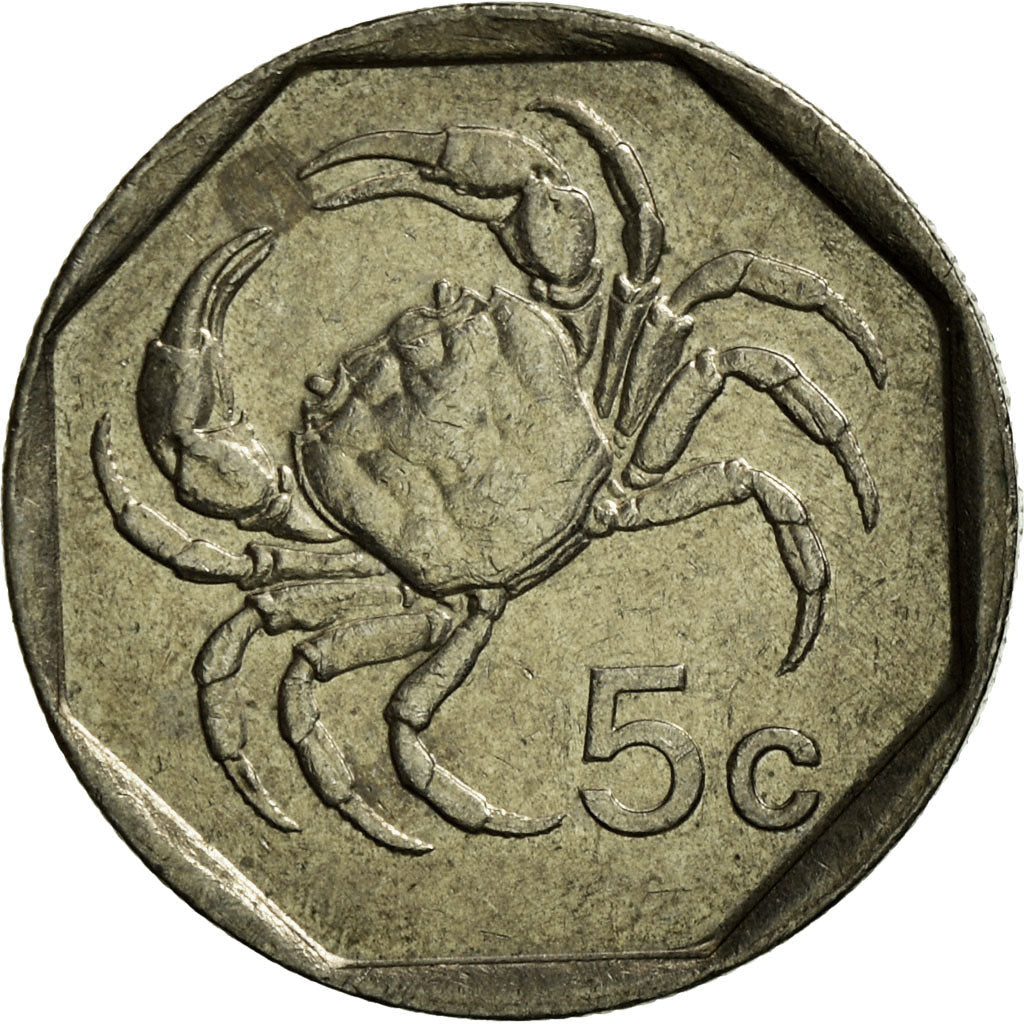 Malta Coin Maltese 5 Cents | Freshwater Crab | KM95 | 1991 - 2007