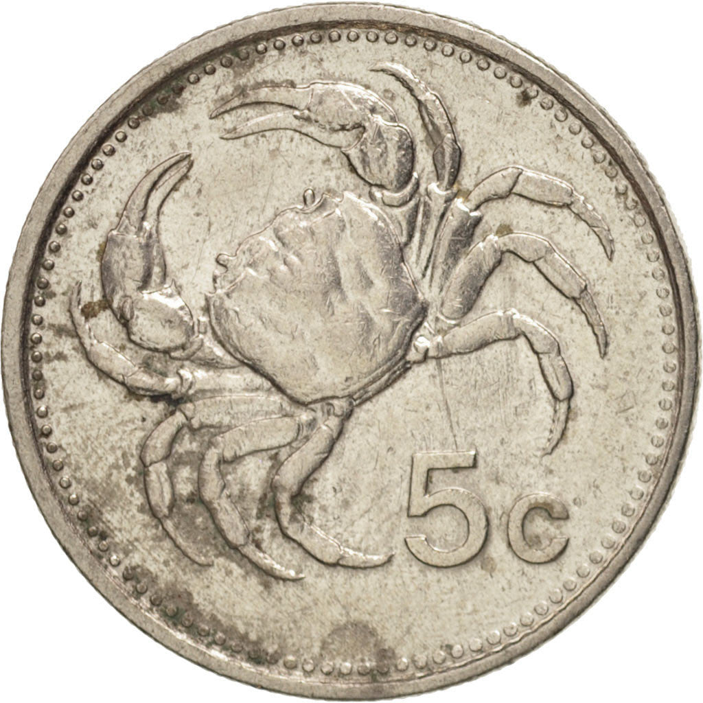 Malta Coin Maltese 5 Cents | Sun | Luzzu Boat | Freshwater Crab | KM77 | 1986