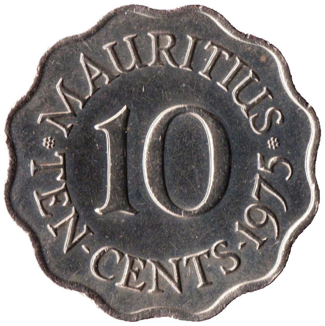 Mauritius 10 Cents Coin | Queen Elizabeth II | KM33 | 1954 - 1978