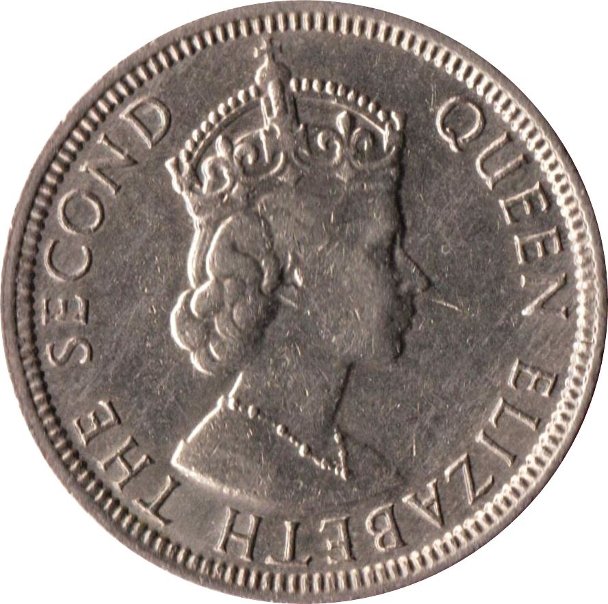 Mauritius 1/4 Rupee Coin | Elizabeth II | Lotus Flower | Rose | KM36 | 1960 - 1978